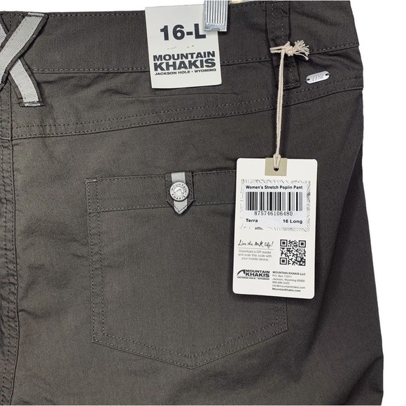 Mountain Khakis Stretch Poplin Pants Womens Size 16 Tall Terra Brown NWT $80 - Picture 10 of 13